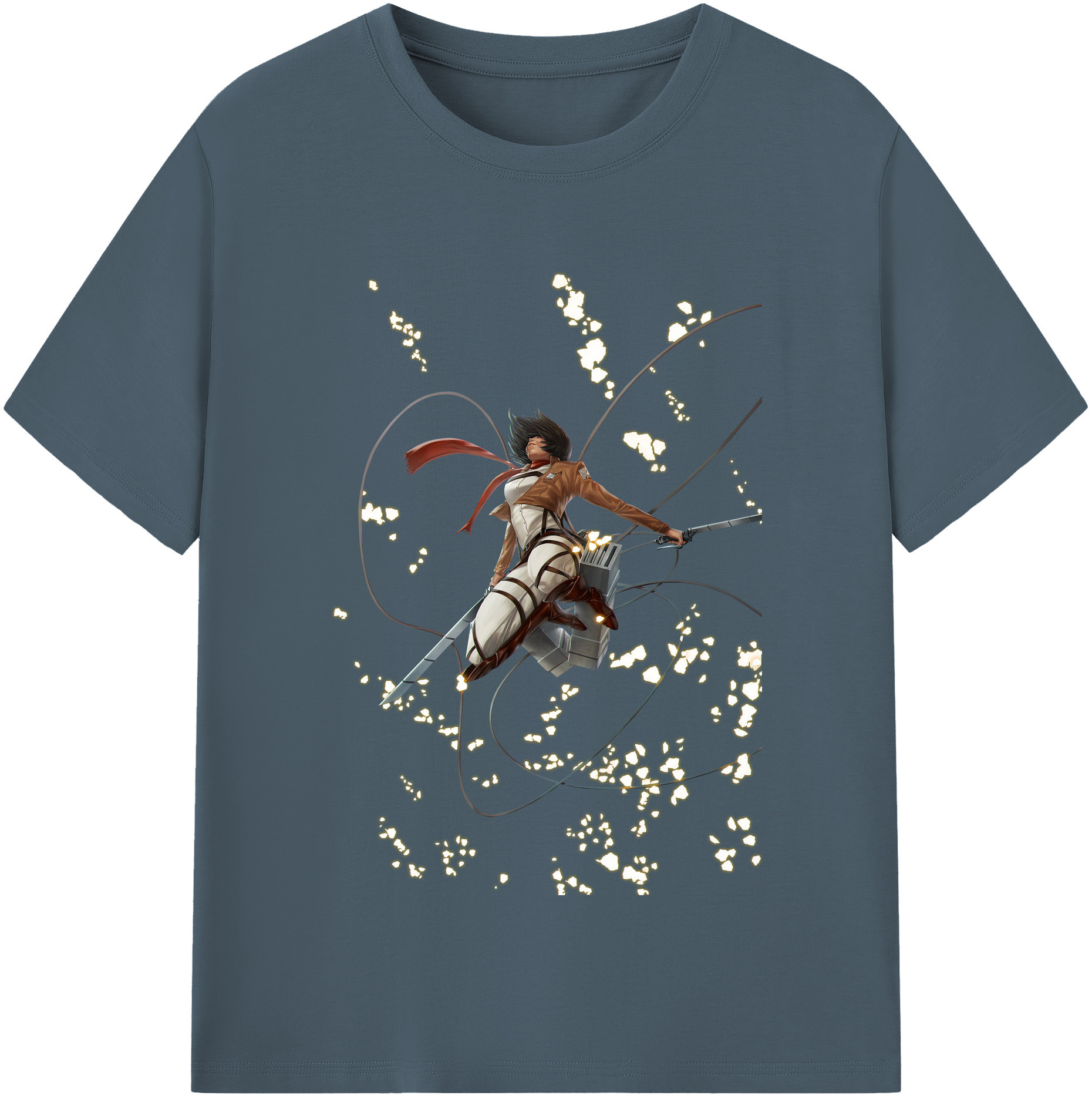 （画像用） 進撃の巨人 ミカサ·アッカーマン Attack on Titan Mikasa Ackerman 綿100％半袖Tシャツ（フロントプリント）